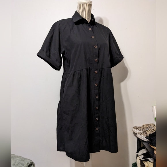 Pygfemr black high waisted dress button front nwt - Picture 5 of 15